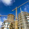 Construction site with circular buildings