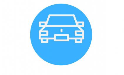 Transportation logo, picturing the front of a car.